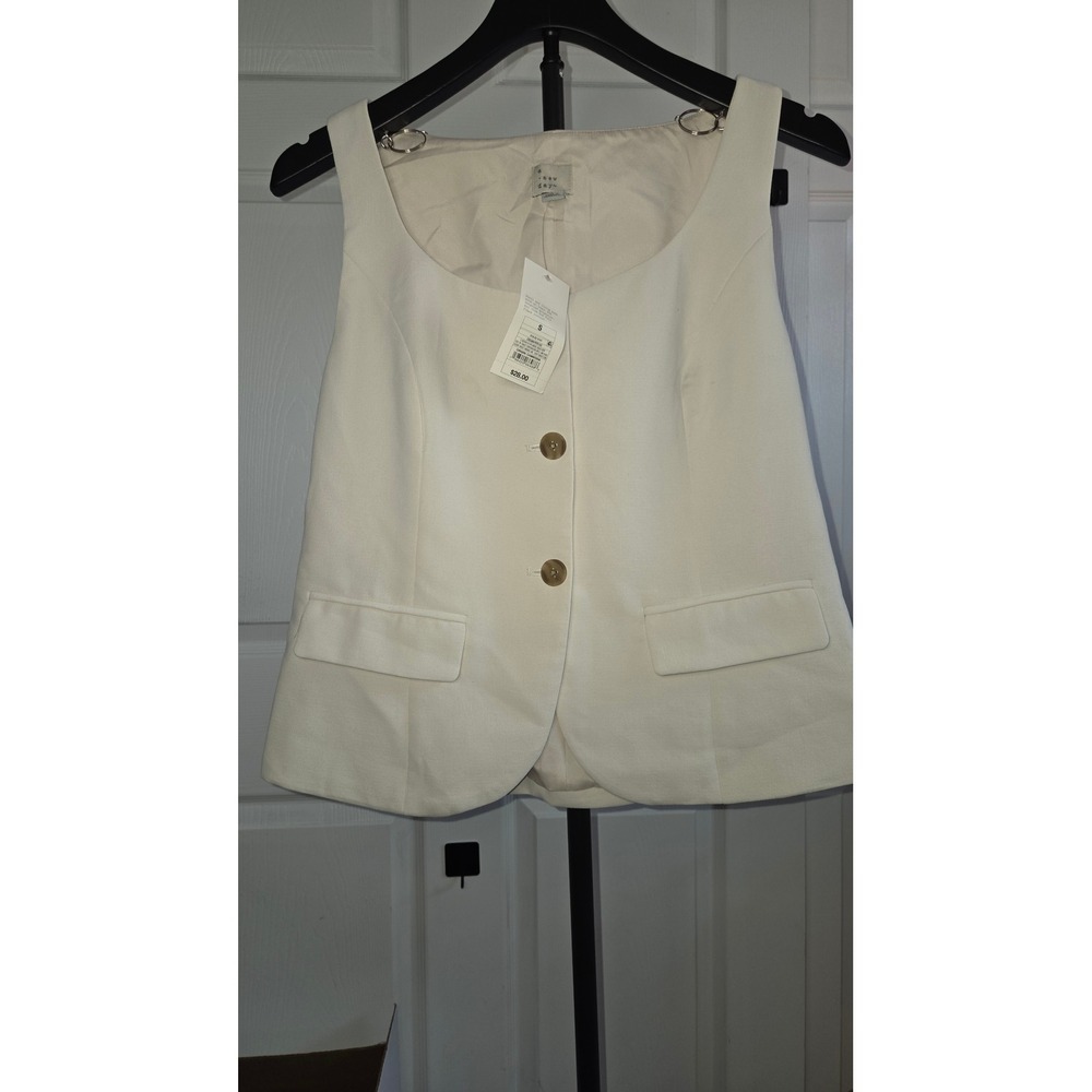 a new day Cream Sleeveless Button Front Vest